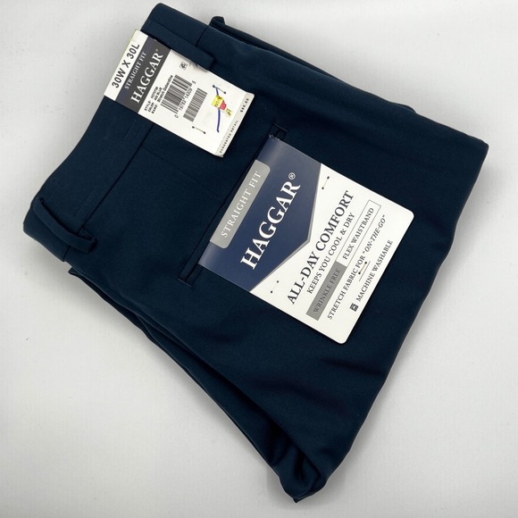 Haggar Other - Haggar Dress Pants Mens 30x30 Straight Fit Blue Comfort Flex Business Office NEW